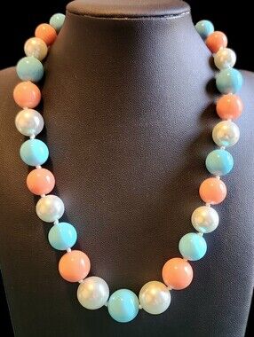 Nolan Miller "Thru The Years" Faux Coral, Turquoise, & Pearl Beaded Necklace